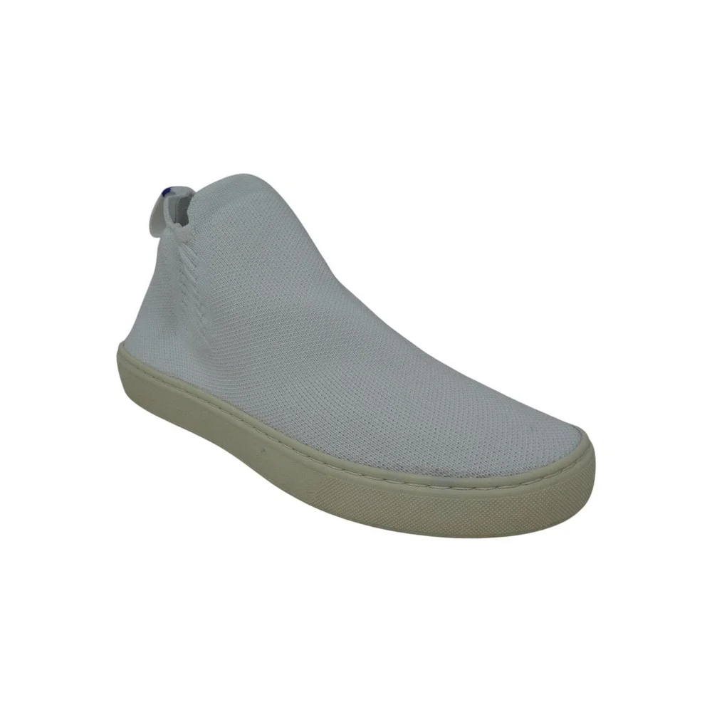 Rothy's The Chelsea Sneaker Boot Women Size 8 White Knit Slip On Washable Shoes